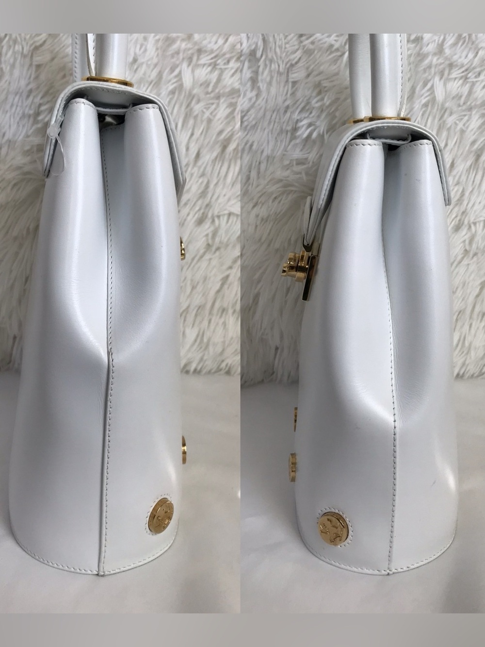Salvatore Ferragamo Studded 2 Way Bag White Authentic - Picture 5 of 16